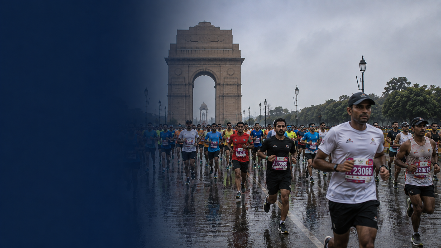 Participants lined up at the start line of a SportzLive event